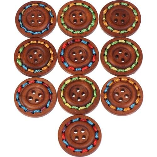 10PCS Wooden Buttons Natural Sewing Buttons Craft Clothes Decor clothing Crafts