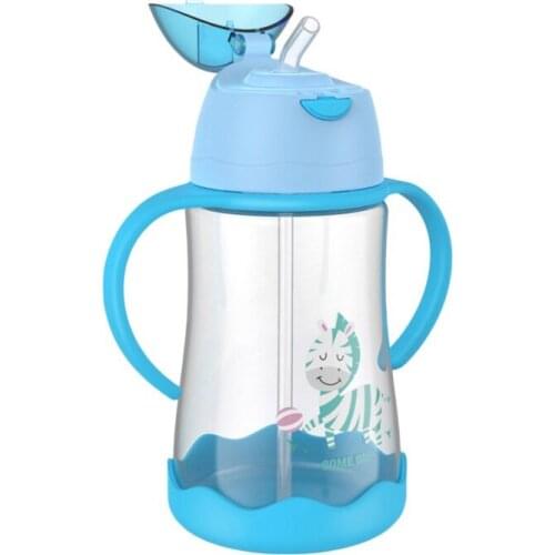 2021 Kids Cute Animal Print 480ML Straw Juice drink Cup Learn Non-slip Base