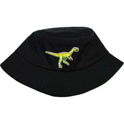 2021 Dinosaur Embroidery Cotton Bucket Hat Fisherman Hat Outdoor Travel Hat Sun Cap Hats for Men and Women 92