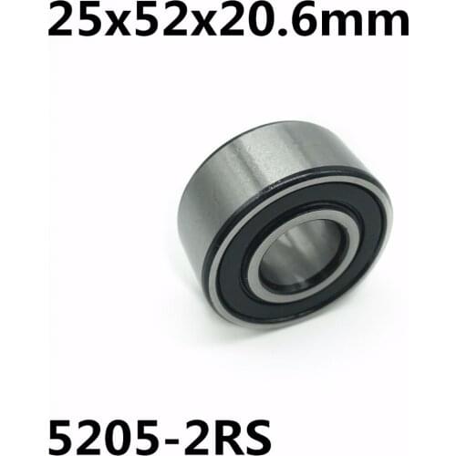 4PCS 5205-2RS 25x52x20.6 mm Double row angular contact bearings 5205 Free shipping
