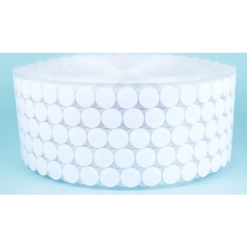 450 Pairs 10mm White Nylon Fabric Magic Sticky Back Round Coins Hook and Loop Self Adhesive Fastener Dots Tapes Hook Loop Tape