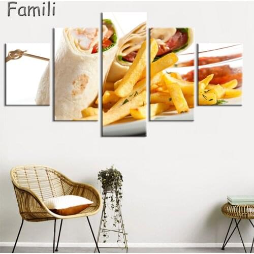 5pcs Delicious Vegetable Pizza HD Print Poster Frameless Painting Canvas Art Resturant Fast Food Store Wall Decor Good Printing