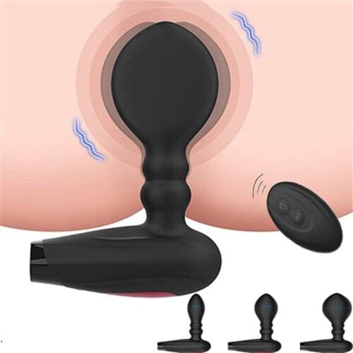 Wireless Remote Control Inflatable Expansion Male Prostate Massager Vibrator Huge Butt Plug Vibrator Anal Sex Toys For Men Gay