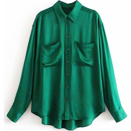 Plus Size Womens Tops And Blouses Fashion Women Turndown Collar Long Sleeve Button Silk Blouse Shirt Blusas Mujer De Moda 2021