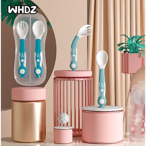 Baby Food Feeding Spoon Fork Set Easy Grip Bendable Great Self-Feeding Learning Spoons Forks for Kids