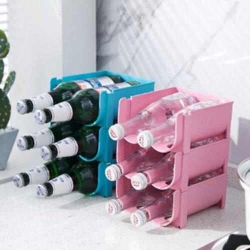 1pc Beverage Cans Storage Fixed Shelf Fridge Space Saving Organizer Drink Bottle Holder Stackable Box Red Wine Display Rack Case