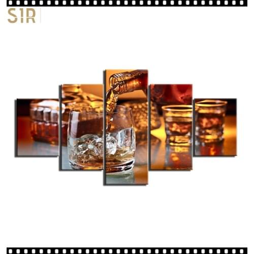 HD 5 Pieces Red Wine Pictures Print Posters Wall HD Art Home Decor for Living Room Painting on The Wall Pictures Wine Wall Art