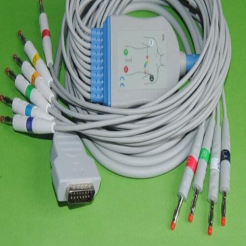 Compatible for GE Marquette MAC400, MAC500, MAC1000, MAC1100/1200,GE EKG ECG Cable 10 Leadwires Banana 4.0 End