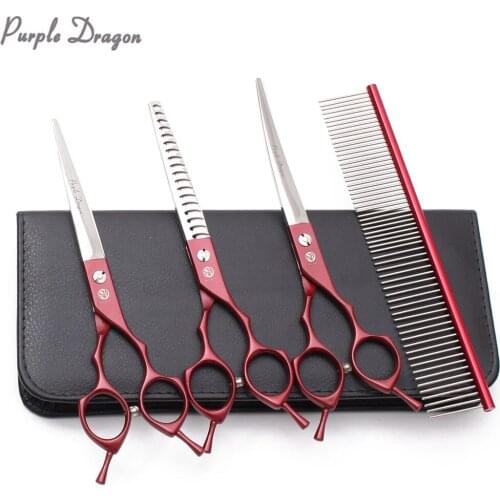 Suit 6.5" 440C Dog Scissors Grooming Comb Straight Shears Thinning Scissors Up Curved Shears Pet Scissors Animal Scissors Z3009
