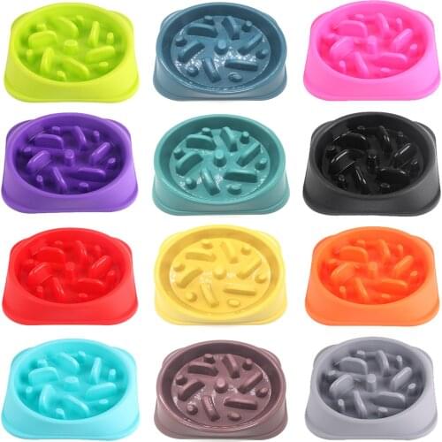 Pet Dog Slow Feeding Food Bowls Colorful Puppy Slow Down Eating Feeder Dish Bowl Prevent Obesity Plastic Bowl Cats Dogs Supplies