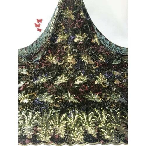 Sequined Lace Fabric African Lace Fabric 2021 High Quality Lace French Nigerian Tulle Lace Fabric FJ3692