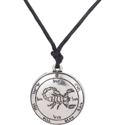 The Fifth Pentacle of Mars Key of Solomon Men Scorpion Amulet Pendant Necklace 2018 Ethnic Viking Jewelry