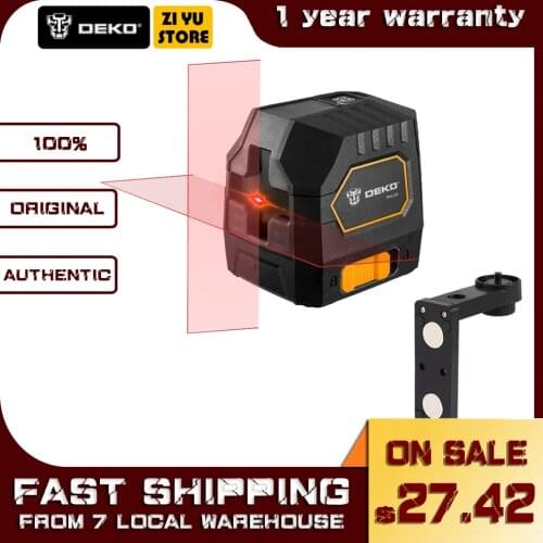 DEKO DKLL02 Mini Style Self-Leveling Laser Level Cross Line Laser With Red Light Source & Adjustable Mounting Clamp