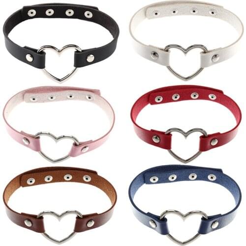 Fashion Creative Vintage PU Leather Collares Rock Heart Sexy Choker Necklaces for Women Collar Punk Goth Style Necklace Jewelry