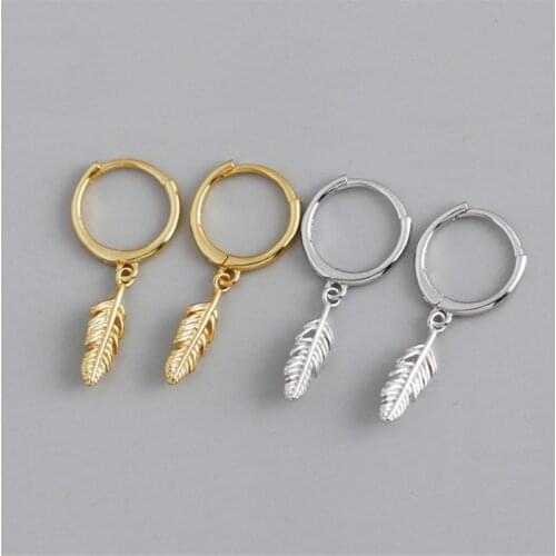 Fashion 925 Sterling Silver Punk Tassel Feather Pendant Charm Stud Earring For Women Jewelry Pendientes Accessories eh1285