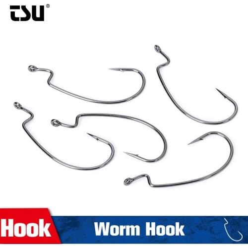 TSURINOYA Fishing Hooks Soft Worm Crank Single Hook Set #2 #1 #1/0 #2/0 #3/0 #4/0 10pcs No Sinker Rig Fishing Tackle