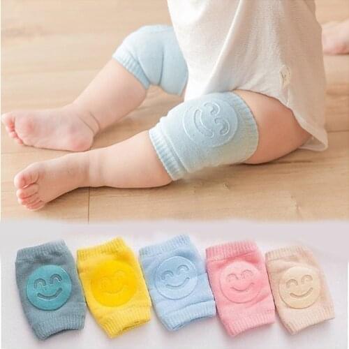 Non Slip Design Kids Crawling Elbow Knee Pads Smile Face Socks Breathable Baby Kneepad Leg Warmer Infant Protector Safety Unisex