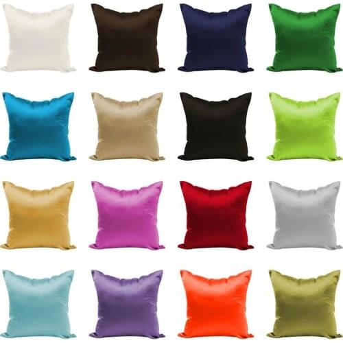 45*45cm MultiColors Square Throw Pillowcase Super Soft Silk Satin Sofa Cushion Pillow Cases Cover Throw Pillowcase Home Textile