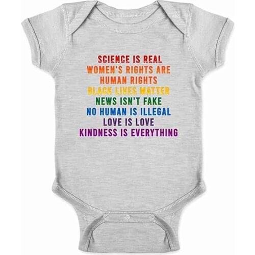Nobranded Novelty Science is Real Black Lives Matter Womens Rights Kindness Rainbow Facts Infant Baby Boy Girl Bodysuit Summer