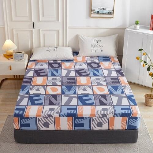 New On Product 1pcs 100%Cotton Printed Solid Fitted Sheet Mattress Cover Four Corners With Elastic Band Bed Sheet(no pillowcase