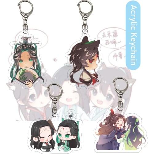 Newly Scum Villain Self Rescue Shen Qingqiu & Luo Binghe Keychain Cartoon Figures Transparent Acrylic Key Chain BL Anime Jewelry