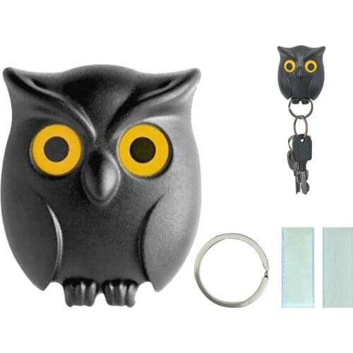New Cute Owl Keychain Car Key Family Key Chain Self Adhesive Design Easy Install Fashion Gift Black Night Owl Key Holder