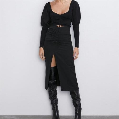 2021 autumn womens new V-neck awning long-sleeved front drawstring design short knit sweater all-match thin bottoming shirt