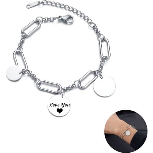 Acheerup Personalized Stainless Steel Bracelets For Women Engrave Name Letters Custom Nameplated Bracelet Jewelry Couple Gift
