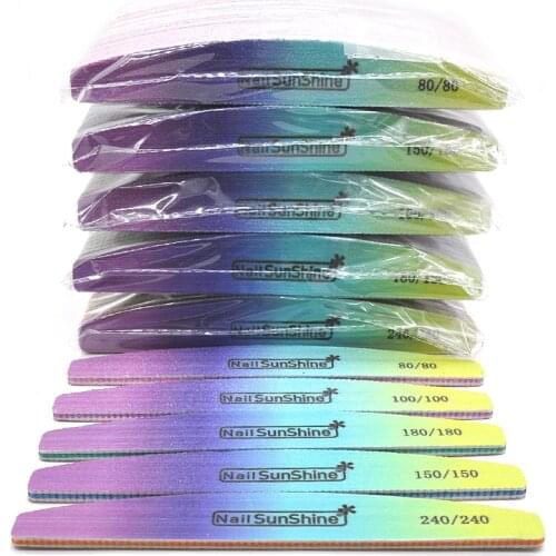 50 Pcs Nail Buffering Files Salon Manicure Limes 80/100/150/180/240 Sanding Nail File Rainbow Colorful Nail Art Tool Accessoires