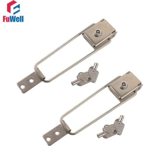 2pcs R603 Stainless Steel Toggle Latch Hasps with Keys Spring Loaded Cabinet Box Buckle