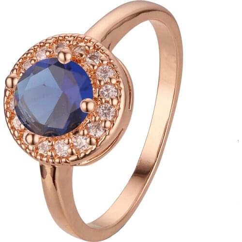 Luxury Royal Blue Women Ring 585 Gold Color Plating Fashion Jewelry Anniversary Gift