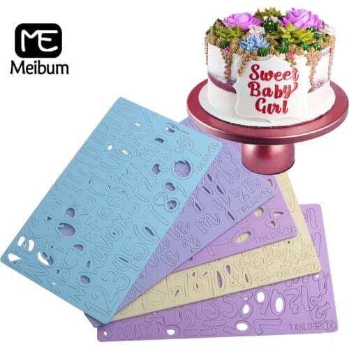 Meibum DIY Stamp Embossed Tools Acrylic Letter Cake Mold Brushes Set Cookie Cupcake Alphabet Cutter Mould Fondant Decoration