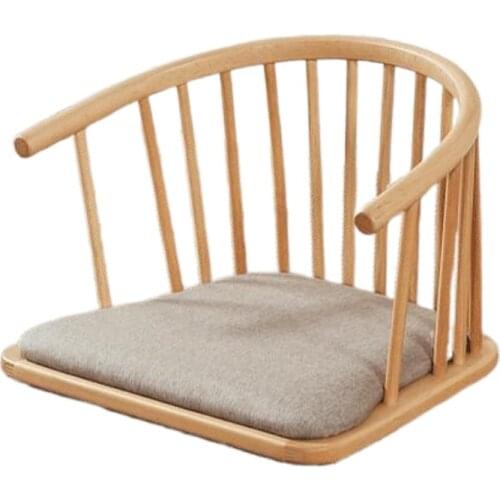 Modern Japanese Solid Wood Chair Armchair Tatami Meditation Zaisu Legless Floor Chair Seating For Gaming,Reading,Watching TV