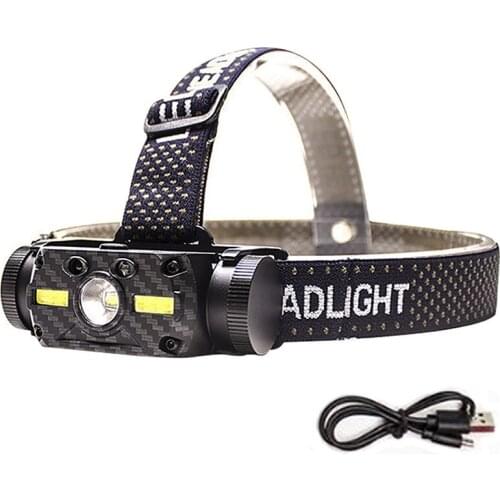 LED Headlamp Motion Sense Torch Flashlight USB Recharge Camping Working Light Outdoor Emergency Light Portable Lantern Dropship