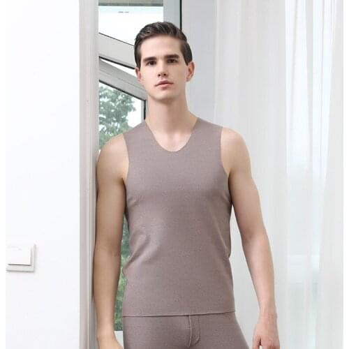 Heating Thermostat Warm Thermal Underwear Topssets Men No Trace Autumn And Winter Style Plus Size Thin