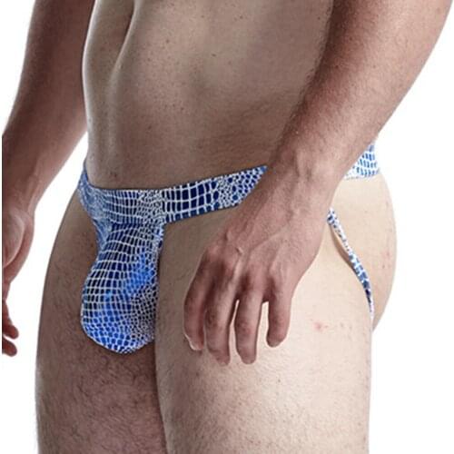 Men Backless Brief Snake Print Underwear Man Jockstrap Lingeries Jock Strap Peni Pouch Panties Mens Erotic Lingerie Thongs A50