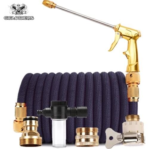 High quality garden hose magic telescopic flexible plastic hose car wash hose metal spray gun outdoor garden watering supplies