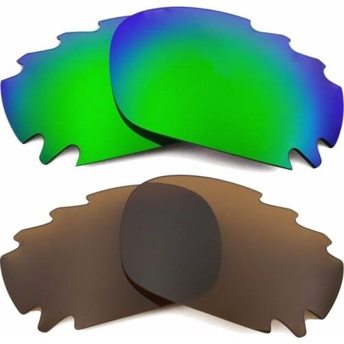 Green Mirrored & Brown Polarized Replacement Lenses for Jawbone Vented Racing Jacket Frame 100% UVA & UVB