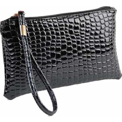 Women Crocodile Leather Coin Purse Wristlet Zipper Clutch Handbag Bag Coin Purse Small Phone Change Purse Porte Monnaie Femme