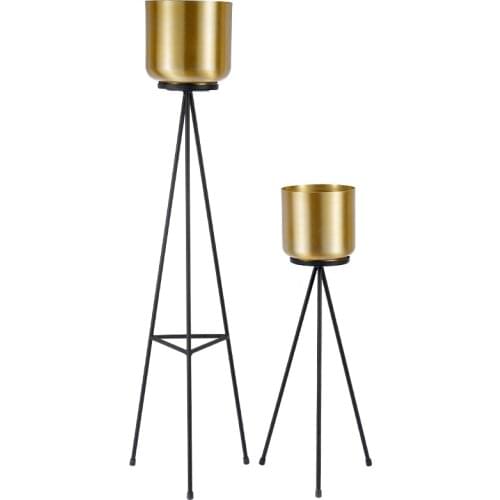 Gold pots metal stand iron shelf flower vases home decor flower pots planters luxury elegant design metal vase gift