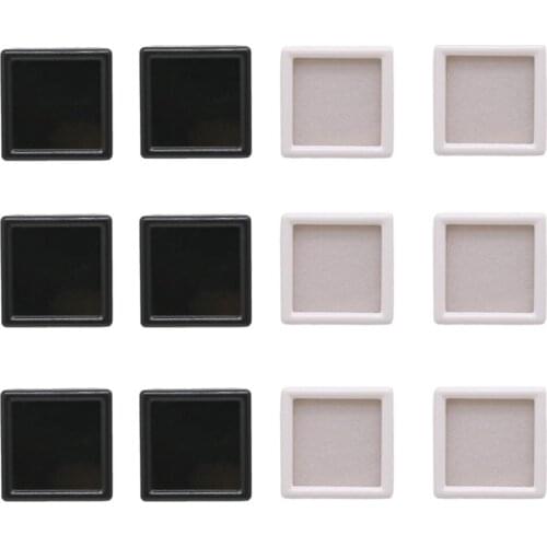 10Pcs 3*3*1.7cm Plastic Loose Diamond Display Package Box Square Gem Stone Case Foam Pad Diamond Storage Box
