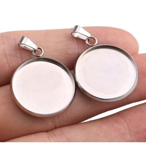 10pc/lot Stainless Steel Cabochon Cameo Bracelet Charms ForJewelry Making Necklace Pendants Findings Bases Tray Blank Diy Bezel
