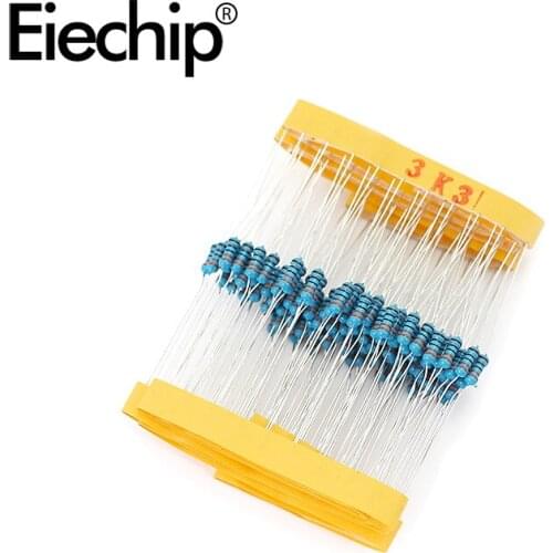 100pcs/lot 1/4W 1% Metal film resistor 0.25W resistance 3.3K ohm Throught Hole