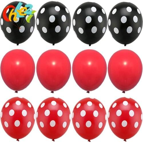 12pc Ladybug Red Black Latex Balloons Polka dot Wave point Helium globos Wedding Birthday Party decoration Baby Shower Supplies