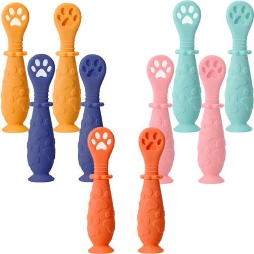 2PCS/Set Pre-Spoon Baby Spoon Set BPA Free Silicone Self Feeding Utensil Baby Weaning Spoon for Kids Ages 6 Months+ Gadgets