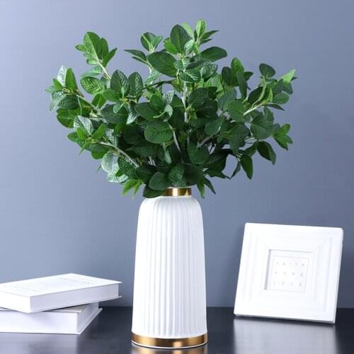 2pcs Single Stem 61cm Plastic Artificial Plants Green Mint leaf for Flower Arrangement