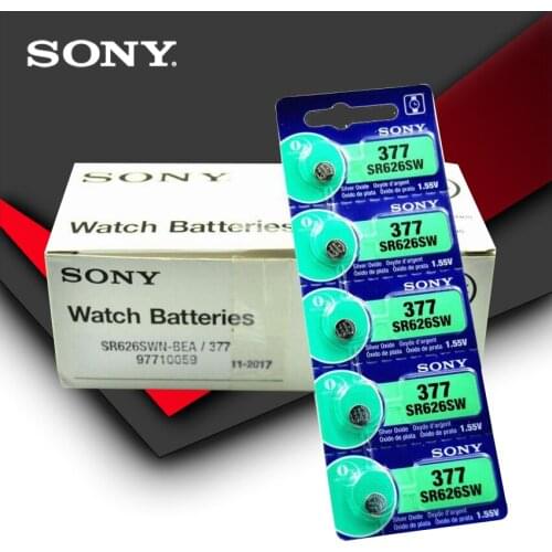200pcs Sony 100% Original 377 SR626SW SR626 AG4 1.55V Silver Oxide Watch Battery SR626SW 377 Button Coin Cell MADE IN JAPAN