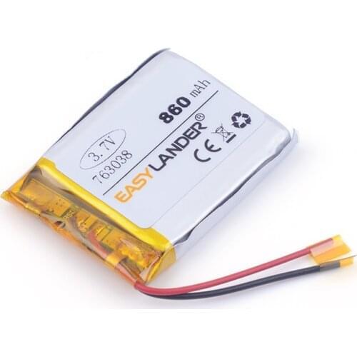 3.7 V 763038 lithium-ion polymer battery 860mah vehicle traveling data recorder LED speakers toys medical device