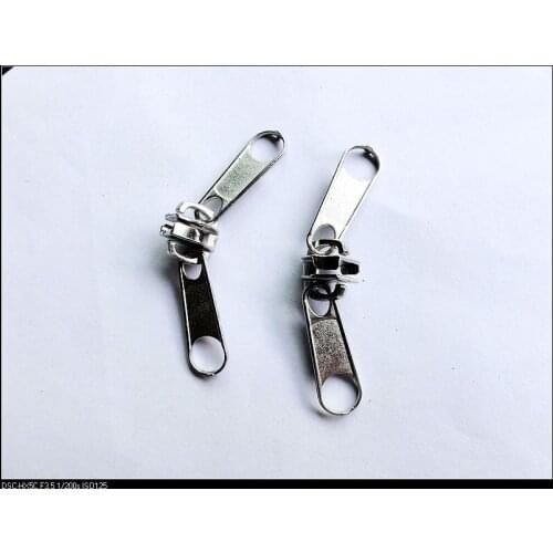 5# double pullers slider for nylon zipper two sides used tent clothing zip repair 5pcs/lot silver net zipper