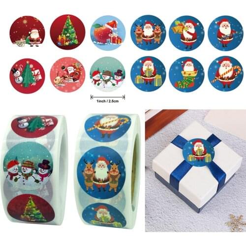 500pcs Kawaii Merry Christmas Stickers 2.5cm Cute Snowman Stationery Stickler Gift Bag Packaging Baking Sealing Decoration Label